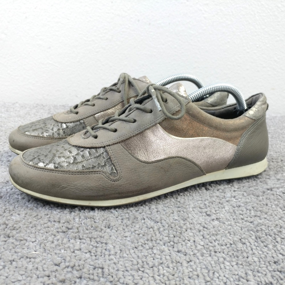 Ecco Touch Sneakers Womens Size 38 EU Shoes Brown Taupe Leather Lace Up Low Top